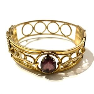 Vintage Gold Filled Amethyst Glass Bracelet